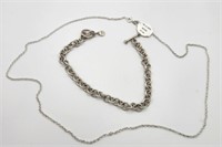 925 Silver Necklace and Charm Bracelet
