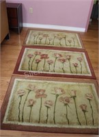 Three Floral Rubber Back Entrance Mats