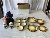 Scotty Dog Cookie Jar/Vintage Vernon Ware Plates