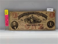 1862 VA $1 Treasury Note