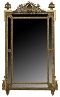 FRENCH LOUIS XVI STYLE GILTWOOD BEVELED MIRROR