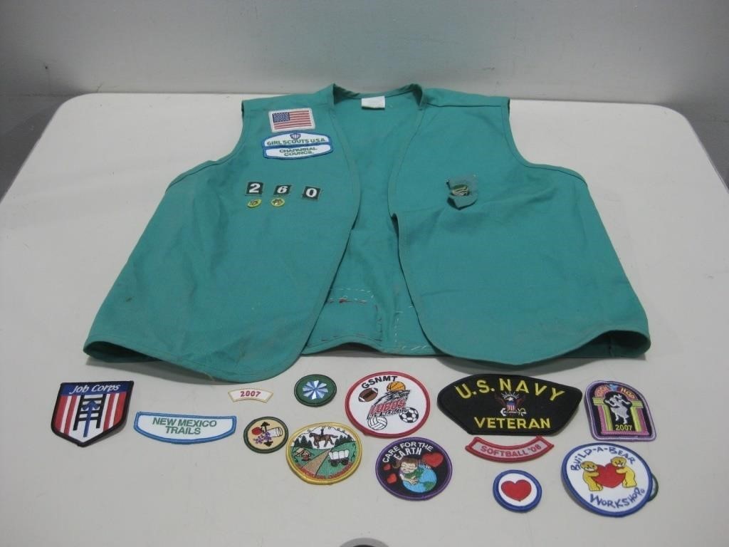 Girl Scout Vest W/Assorted Patches