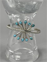 Sterling Silver Turquoise Cluster Cuff Bracelet