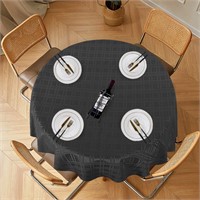 $19  Obstal Checkered Tablecloth  Round 70  Grey