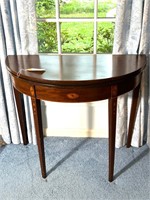 Vtg Half Moon Table with gate leg to make round