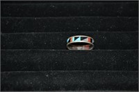 Men's Sterling? ring w/ turquoise inlay