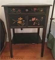 FLORAL END TABLE BLACK