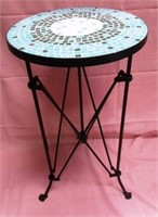 WHITE AND BLUE MOSAIC TOP END TABLE