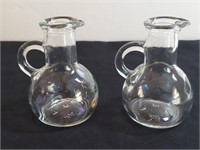 2pc Mini Cruets Clear Glass Open Handle