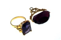 14kt Gold Amethyst ring and pendant
