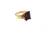 14kt Gold and Amethyst Diamond ring