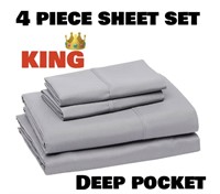 4 PIECE KING SHEET SET / 19 INCH DEEP POCKET /