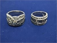 2- sterling silver band rings