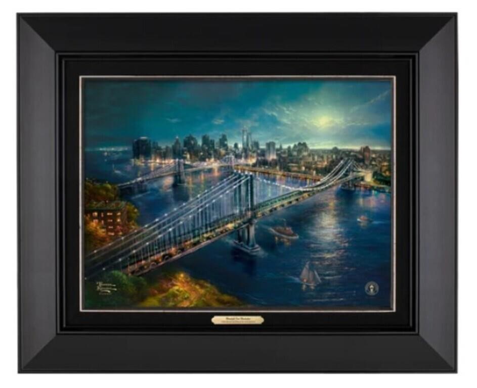 Moonlight over Manhattan Framed Canvas by Kinkade