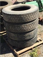 Pallet of (4) 11R22.5 Truck Tires