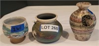 (3) Pottery Pieces, unmarked