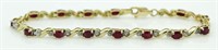 10kt Gold Genuine Ruby & Diamond Bracelet