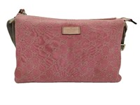 GG Pink Linen Three Compartment Pouch Bag