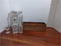 Unique coffee jar, Straubel's wooden cheese box,