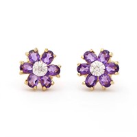 Plated 18KT Yellow Gold 1.92cts Amethyst and Diamo