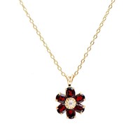 Plated 18KT Yellow Gold 2.26cts Garnet and Diamond