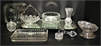 Pressed Glass Bowls, Vases, and Mirrored