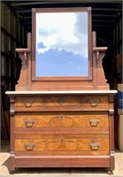 Walnut marble top chest, Eastlake,