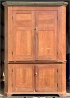 Blind door corner cupboard, Poplar with red