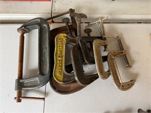 Group of eight C clamps