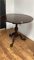 Antique wood pie table, 32 “ diameter, ball and