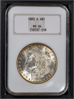1883 O $1 Morgan MS64 NGC Old Fatty Holder PQ