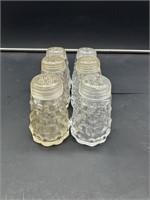 3 sets A.F. glass top salt & pepper shakers