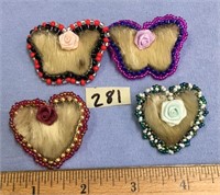Lot of 4 lapel pins, 2 are butterfly's and 2 are h