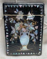 Victorian Mother of Pearl Inlay Lacquer Card Case