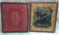 1860's Ambrotype Photo Sisters in Leather Case
