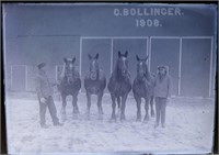 (2) 1908 C. Bollinger Horses Front & Back Glass