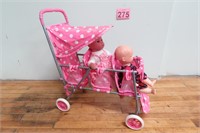 Triple Doll Stroller & 2 Dolls