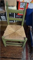 Child's Ladder Back Wooden Chair w/wicker seat