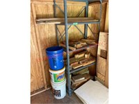 Metal Shelf, Lumber, Buckets