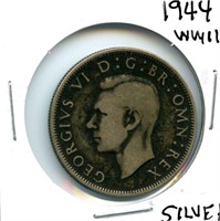 1944 British Silver Half Crown