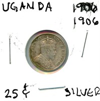 1906 Uganda Silver 25¢