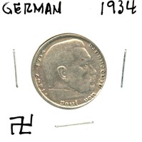 1934 German Silver 2 Mark