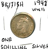 1942 British Silver One Shilling