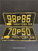 Two Manitoba License Plates 1958