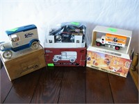 (3) NEW DIECAST METAL TRUCKS IN BOXES (1 IS BANK)