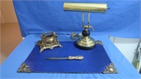 Vintage Brass Desk Lamp, Letter Opener, Letter