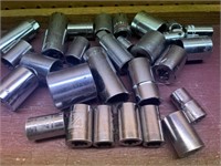 Lot of (27) Sockets 1/2in Mostly Craftsman