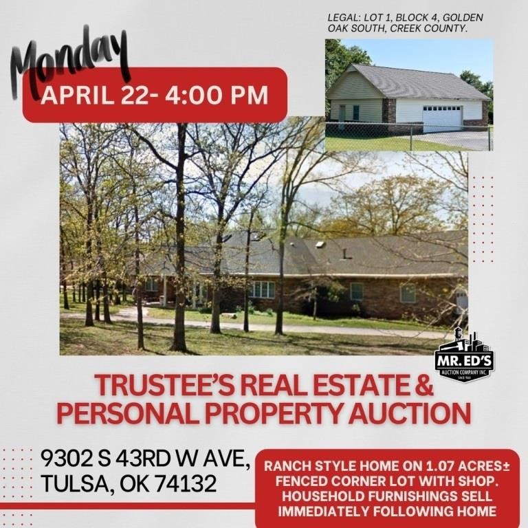 Trustee's Real Estate and Personal Property Auction-Tulsa OK