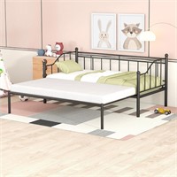 Metal Twin Daybed with Trundle  Black (Irene)