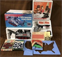 Battle claw, microscope, games lot